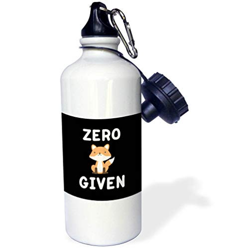 3dRose Stamp City - Typography - Zero Fucks Given with Fox Clipart. White Letters on Black Background. - Flip Straw 21oz Water Bottle -wb-325100-2-