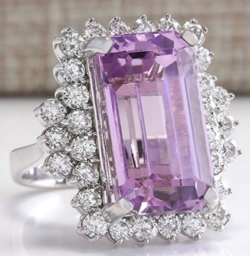 lertchai Women Fashion 925 Silver Pink Kunzite White Sapphire Wedding Bridal Ring Sz 6-10 -7-