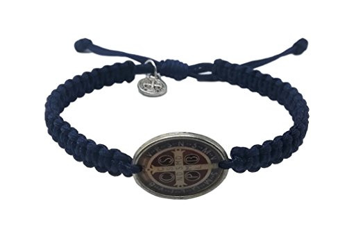 Saint St Benedict Medal Catholic Bracelet for Men Adjustable Navy Blue Cord Saint St Benedict Medal Catholic Bracelet for Men Adjustable Navy Blue Cord