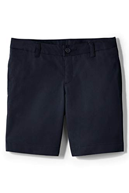 Lands' End Uniform Girls Plain Front Chino Blend Short Classic Navy Little Slim 6