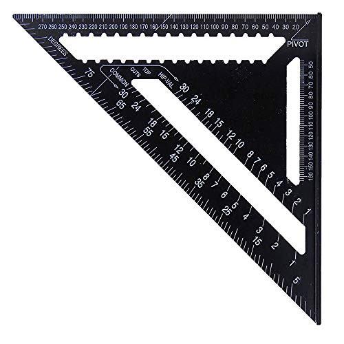 Triangle Ruler 12 Inch Aluminum Alloy Triangle Ruler Roofing Rafter Square Protractor High Precision Measuring Tool for Engineer Carpenter Framing Measuring Lever Tool