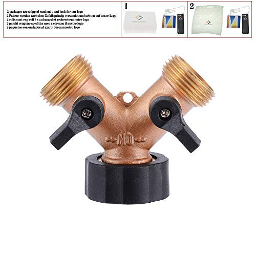 huicouldtool Hose Pipe Splitter 3/4 Inch Brass 2 Way Valve Splitter Hose Pipe Adapter Connector Tap Gardening Irrigation Tool