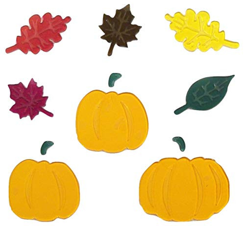 Impact Innovations Fall Harvest Reusable Gel Window Clings ~ Pumpkins with Stems, Maple Leaves, Oak Leaves -11 Clings, 1 Sheet-