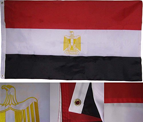 AES 3x5 Embroidered Egypt Egyptian Country Single Sided 220D Nylon Flag 3'x5' Clips Fade Resistant Double Stitched Premium Penant House Banner Grommets AES 3x5 Embroidered Egypt Egyptian Country Single Sided 220D Nylon Flag 3'x5' Clips Fade Resistant Double Stitched Premium Penant House Banner Grommets