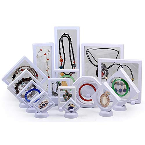 15-Pack Set Transparent 3D Floating Display Case Display Box Coins Display Stand Holder Suspension Frame for Challenge Coin, AA Medallion, Chip, Jewelry, Pin, Stone,Gift, Ring -5cm5cm, White- 15-Pack Set Transparent 3D Floating Display Case Display Box Coins Display Stand Holder Suspension Frame for Challenge Coin, AA Medallion, Chip, Jewelry, Pin, Stone,Gift, Ring -5cm5cm, White-