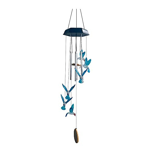 Solar Changing Color Wind Chimes, Butterfly Hummingbird LED Hanging Wind Chime Memorial Wind Bell Waterproof Solar Adornment Light for Outdoor Home Party Yard Garden Decor -Hummingbird Wind Chimes-