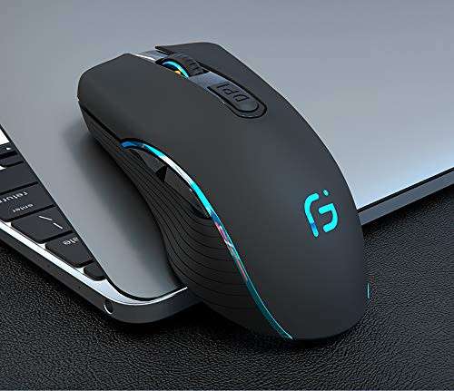 Dual Mode Wireless Mouse Rechargeable, 2020 Upgraded Slim Mute Silent Click Noiseless Optical Mouse with USB Receiver Compatible with Notebook, PC, Laptop, Computer, MacBook, Desktop