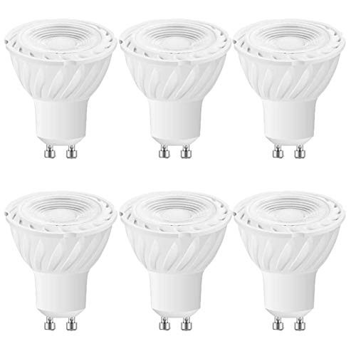 Lxcom Lighting GU10 LED Light Bulb 7W Dimmable Spotlight Bulbs 60W Halogen Bulb Equivalent 6000K Daylight White Track Light 38 Degree 110V GU10 Base LED Spot for Recessed Down Track Lighting, 6 Pack
