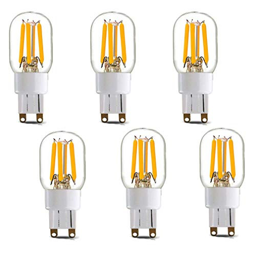 Lxcom Lighting Dimmable 2W G9 LED Bulbs T20 Fridge Light LED Vintage Tubular Night Light Bulb-6 Pack-- Warm White 2700K G9 LED Filament Candelabra Bulbs 20W Incandescent Bulb Equivalent,AC110V