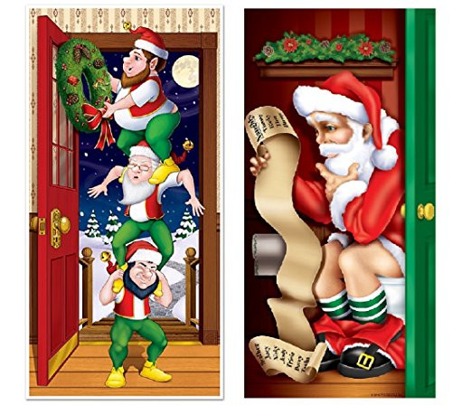 Christmas Door Cover Bundle: One Santa Bathroom Door Cover and one Christmas Elves Door Cover Christmas Door Cover Bundle: One Santa Bathroom Door Cover and one Christmas Elves Door Cover