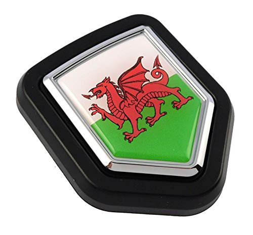Wales Welsh flag Car Truck Black Shield Grill Badge grille chrome emblem 2.6" x 3.1"