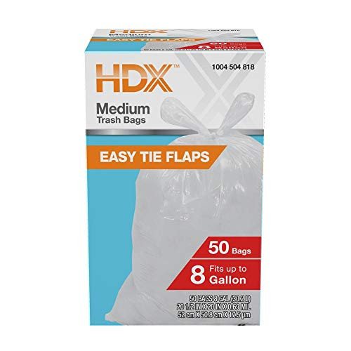 HDX 8 Gal. Flap Tie Medium Kitchen Bags -50-Count-