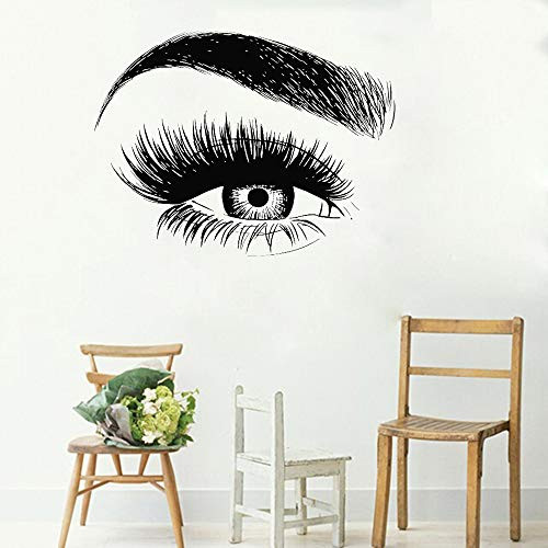Melissalove Eye Eyelashes Wall Decal Sticker Lashes Eyebrows Brows Beauty Salon Quote Make Up Vinyl Girl Room Wall Stickers LC138 (Black)