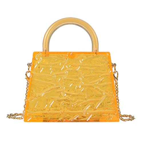 Shauway Transparent Clear Acrylic Party Clutch Evening Bag Purse Handbag Crossbody Bag with Chain Strap -yellow-