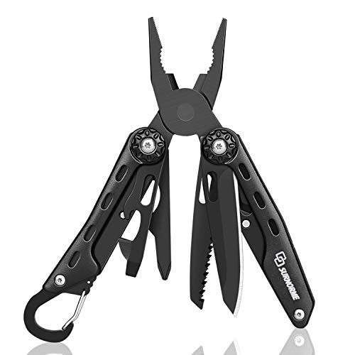 SURNORME Multi Knife 10 in 1 Stainless Steel Foldable Pocket Multitool Pliers Multi tool With Sheath for Outdoor Survival Hiking Camping Hunting