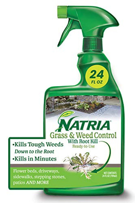 Natria 100532521 Grass  and  Weed Control with Root Kill Herbicide Weed Killer, Use, 24 Oz, Ready-To-Spray