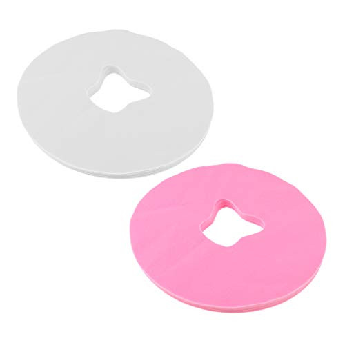 Prettyia 200pcs Round Non Woven Salon SPA Disposable Massage Bed Chair Table Face Cushion Covers Headrest Cradle Sheets Pad White Pink