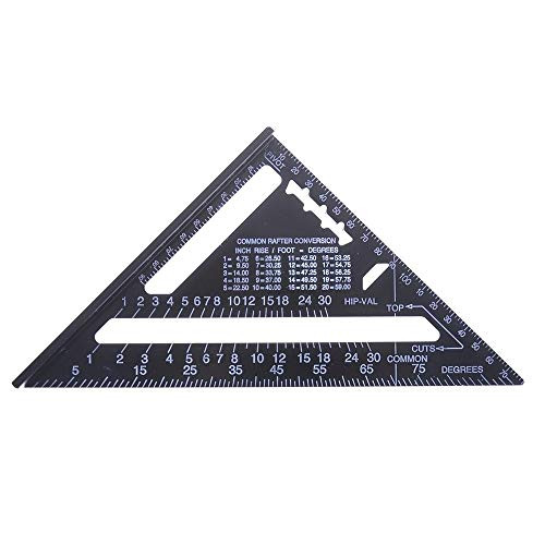 7 Inch Triangle Measuring Ruler, Aluminum Square Layout Tool Triangle Ruler L-Square Triangle Angle Protractor