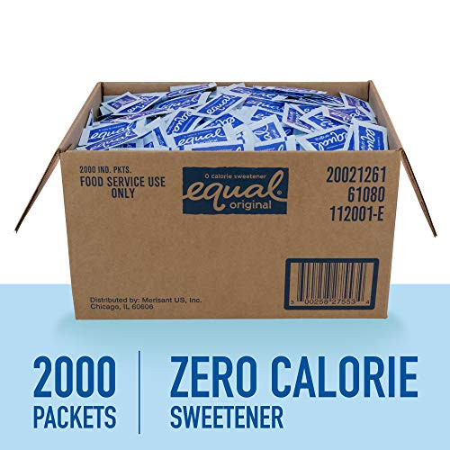 EQUAL 0 Calorie Sweetener, Aspartame Sugar Substitute, Zero Calorie Sugar Free Sweetener Packets, Sugar Alternative, 2,000 Count