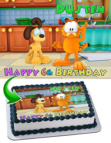 Cakecery The Garfield Show Edible Cake Image Topper Personalized Birthday Cake Banner 1/4 Sheet