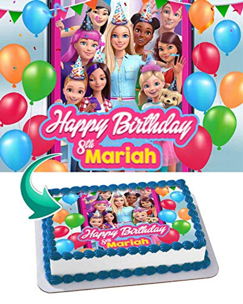 Cakecery Barbie Dreamhouse Edible Cake Image Topper Personalized Birthday Cake Banner 1/4 Sheet Cakecery Barbie Dreamhouse Edible Cake Image Topper Personalized Birthday Cake Banner 1/4 Sheet