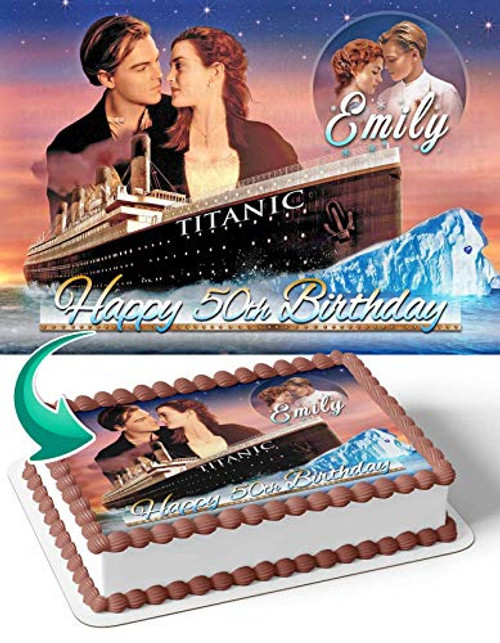 Cakecery The Titanic Edible Cake Image Topper Personalized Birthday Cake Banner 1/4 Sheet Cakecery The Titanic Edible Cake Image Topper Personalized Birthday Cake Banner 1/4 Sheet