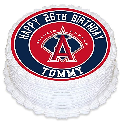 Cakecery Angels Baseball Edible Cake Topper Image Personalized Birthday Sheet Party Decoration Round
