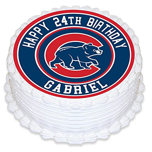 Cakecery Cubs Baseball Edible Cake Topper Image Personalized Birthday Sheet Party Decoration Round