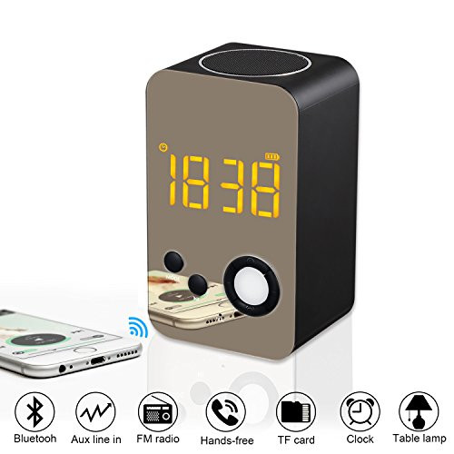 Alarm Clock Bluetooth Speaker - XREXS Wireless Bluetooth Speaker with Night Light,FM Radio, Portable Wireless Stereo Sound Speaker with LCD Screen HD Enhanced Bass, Built-in Mic Support FM AUX TF Alarm Clock Bluetooth Speaker - XREXS Wireless Bluetooth Speaker with Night Light,FM Radio, Portable Wireless Stereo Sound Speaker with LCD Screen HD Enhanced Bass, Built-in Mic Support FM AUX TF