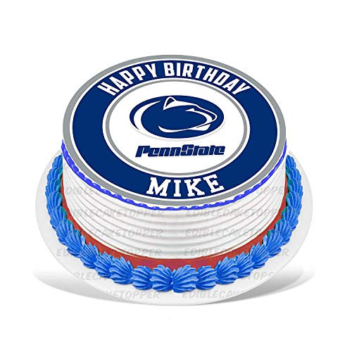 Cakecery Penn State Nittany Lions Edible Cake Topper Image Personalized Birthday Sheet Party Decoration Round