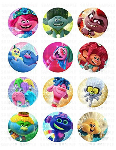 Cakecery Trolls World Tour Baby Edible Image Cupcake Cookie Topper 2" cupcake -12 pieces/sheet-