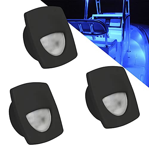Five Oceans Blue LED Companion Way -Courtesy- Light, Black Cover, 3-Pack, FO-4002-M3