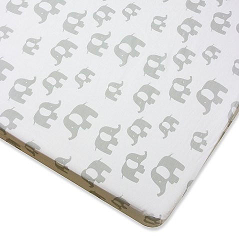 Wendy Bellissimo Mix  and  Match Elephant Fitted Crib Sheet in Grey