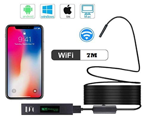 WiFi Endoscope Android/iPhone Camera, Borescope Inspection Camera, 2.0 Megapixels HD Snake Camera for Android and iOS Smartphone, or Tablets - Black - 22.9FT - 7M