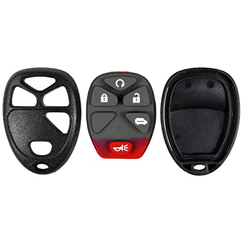 qualitykeylessplus Replacement Keyless Entry 5 Button -Remote Start- Case and Pad for GM Remote FCC ID KOBGT04A