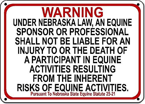 Diuangfoong Nebraska Equine Sign Activity Liability Warning Statute Horse Farm Barn Stable 10"x14"