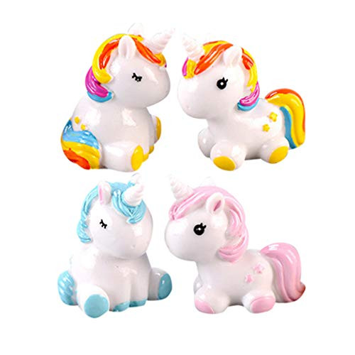 TOYANDONA 4pcs Unicorn Figurines Resin Mini Cute Horse Statue Sculpture Desktop Ornament Cake Topper for Fairy Garden Miniatures Dollhouse -Assorted Color- TOYANDONA 4pcs Unicorn Figurines Resin Mini Cute Horse Statue Sculpture Desktop Ornament Cake Topper for Fairy Garden Miniatures Dollhouse -Assorted Color-