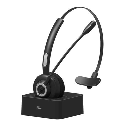 Giveet Bluetooth Headset for Cell Phones, Office Headset with Noise Cancelling Microphone, Charging Dock, 17h Talking Time for Trucker, Telephone, Skype, Call Center, PC