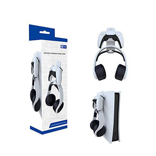 Controller Holder Mounted Headset Stand Hanger Space Saving Gamepad Mount for PS5 Controllers Headset