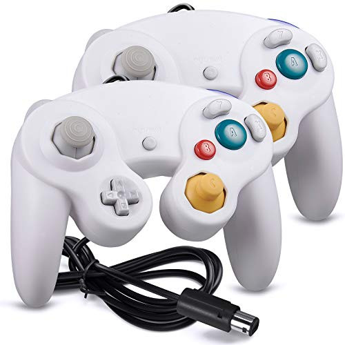 2 Pack iNNEXT Controller, GC NGC Classic Wired Controller Compatible with Wii Wii U Switch Video Game Console, 1.8m/5.9ft -White-