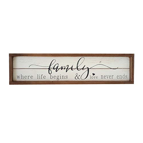 Parisloft Family Where Life Begins & Love Never Ends White Background Wood Framed Wood Wall Decor Sign Plaque 23.6 x 1.2 x 6 inches (Family Where Life Begins) Parisloft Family Where Life Begins & Love Never Ends White Background Wood Framed Wood Wall Decor Sign Plaque 23.6 x 1.2 x 6 inches (Family Where Life Begins)