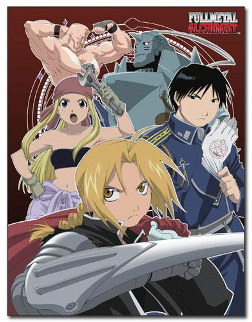 FullMetal Alchemist Throw Blanket - Edward Elric, Alphonse Elric, Winry, Mustang and Armstrong FullMetal Alchemist Throw Blanket - Edward Elric, Alphonse Elric, Winry, Mustang and Armstrong