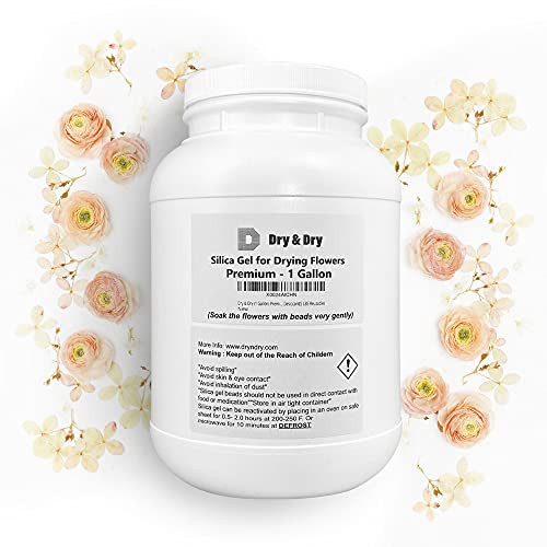 Dry  and  Dry -1 Gallon-NET 5.2 LBS- Premium Silica Gel Flower Drying Desiccant - Flower Drying Silica Gel Desiccant-5.2 LBS Reusable- Silica Gel