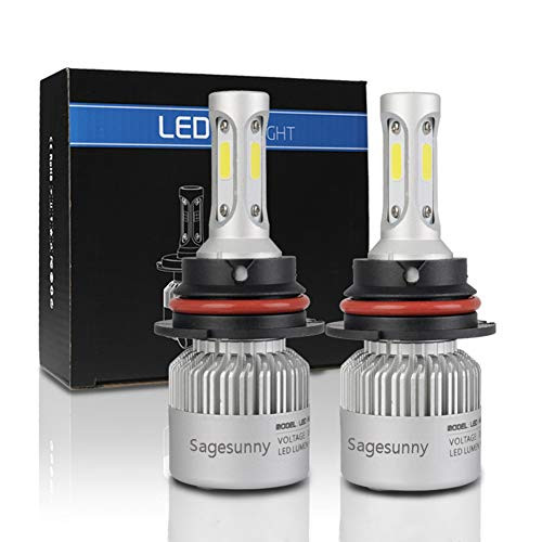 SAGESUNNY 9007 HB5 LED Headlight Bulbs 72W 8000LM Bright 6000K Cool White 3 Sides COB Chip Hi/Lo Dual Beam Headlights Conversion Kit Replacement of 9007 HB5 Halogen Bulb - 2 Years after-service