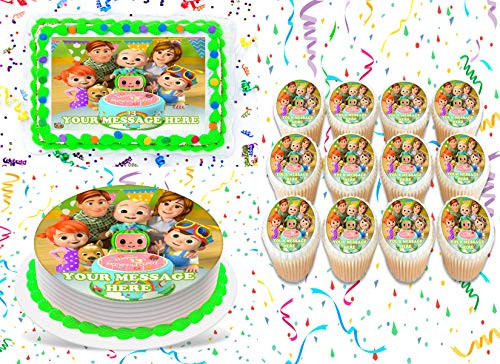 Cocomelon Cake Topper Edible Image Personalized Cupcakes Frosting Sugar Sheet -8" X 11" Cake Topper-