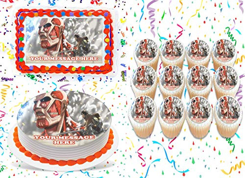 Attack On Titan Cake Topper Edible Image Personalized Cupcakes Frosting Sugar Sheet -8" X 11" Cake Topper-