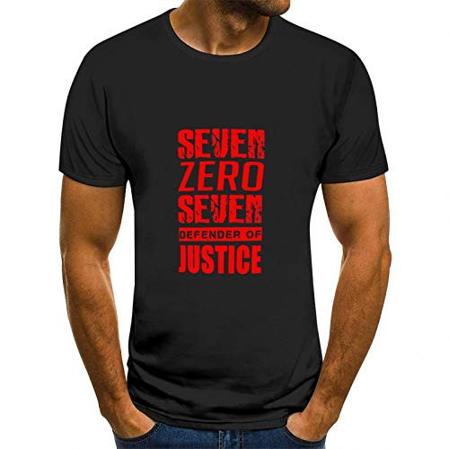 xiaojun Short Sleeve T-Shirt for Men Seven Zero Seven Mystic Messenger Collection 3 Black-style1 M