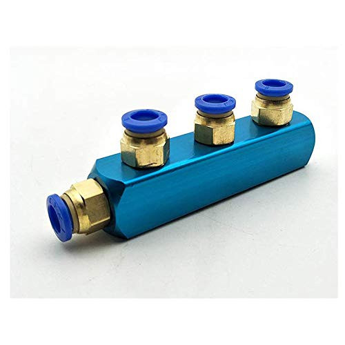 Pneumatic Air Hose Fitting Aluminum Manifold Block Splitter 4 Way Push in to Connect 8mm Quick Fittings