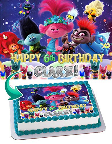 Trolls World Tour Edible Image Cake Topper Party Personalized 1/4 Sheet