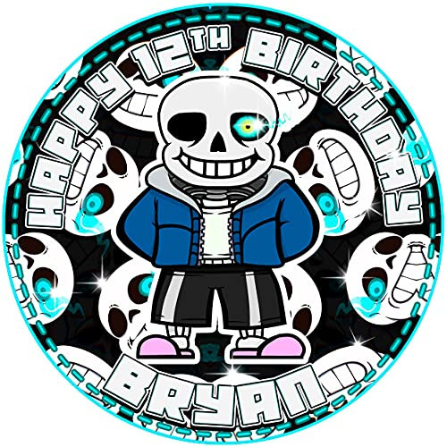 Cakecery Undertale Sans Edible Cake Topper Image Personalized Birthday Sheet Party Decoration Round